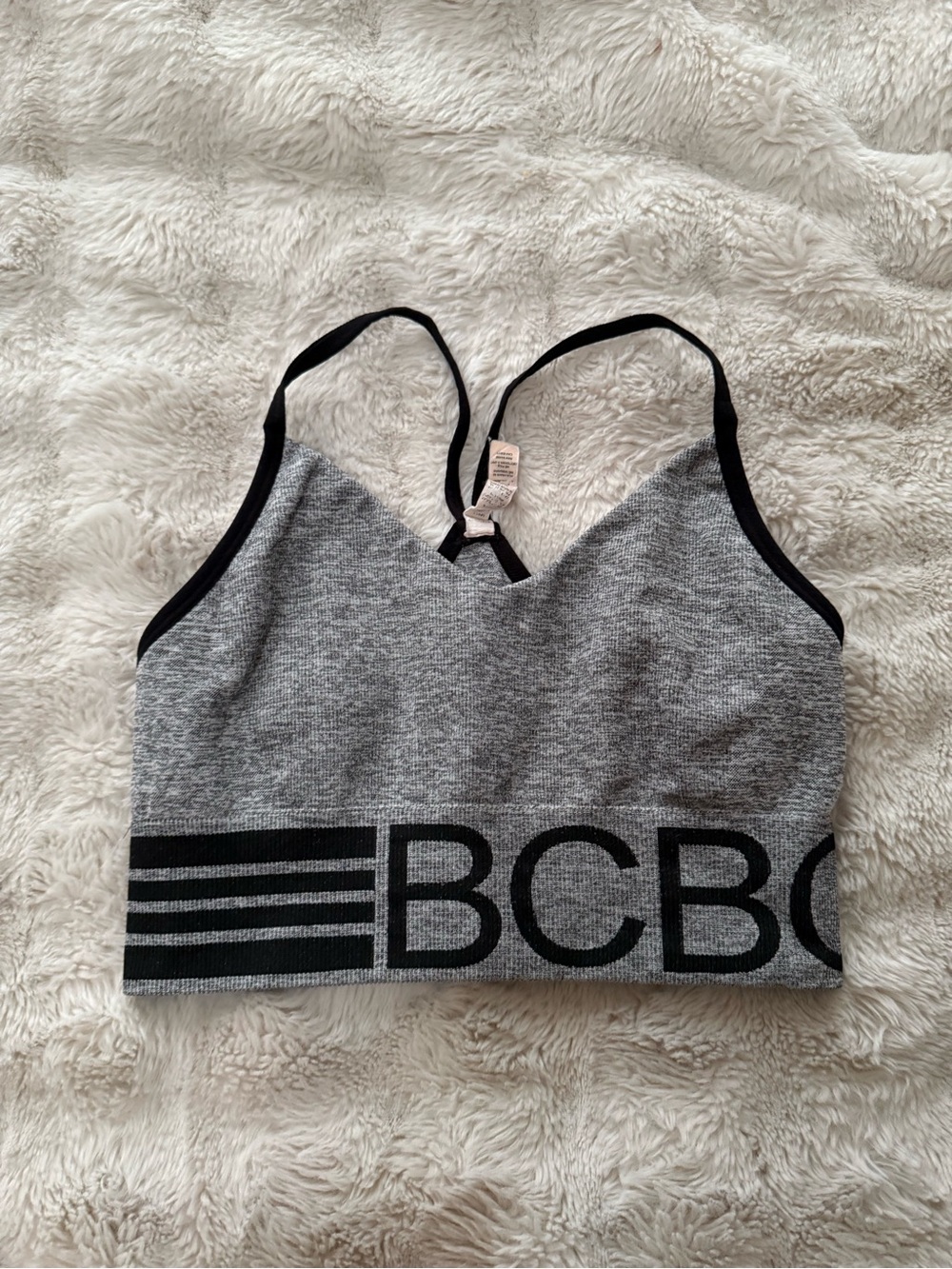 BCBGeneration Grey and Black Seamless Logo Bralette